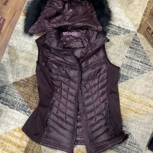 Michael Kors Women's Dark Burgundy Quilted Vest